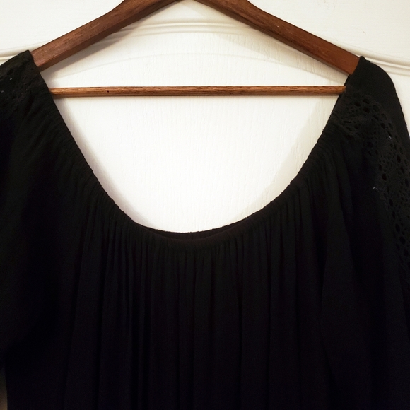 Elan black off the shoulder long sleeve  rayon jumpsuit coverup Pantsuit… - Picture 5 of 8